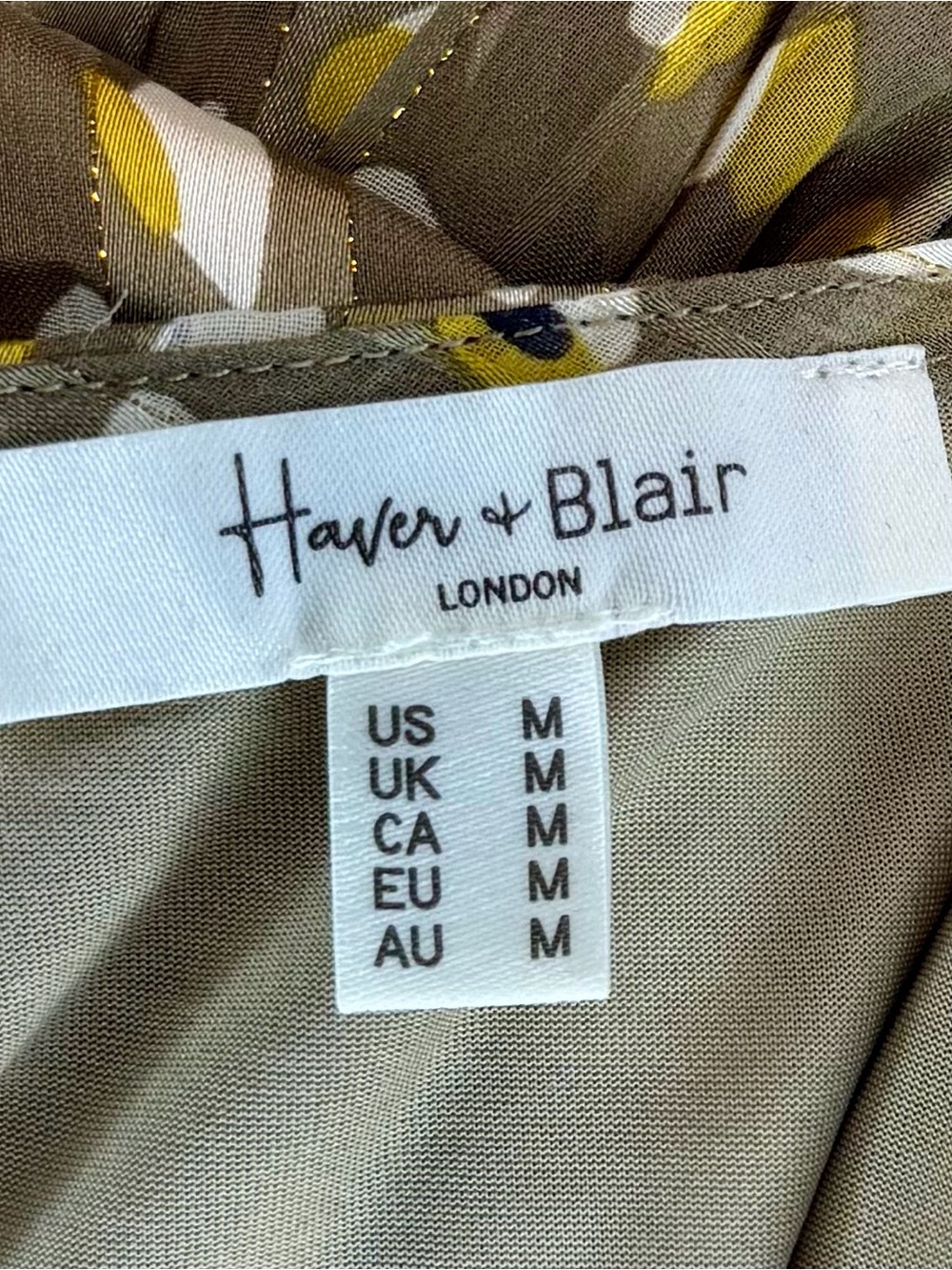 Haver & Blair London Printed 3/4 Sleeve Blouse Size M - Picture 7 of 11